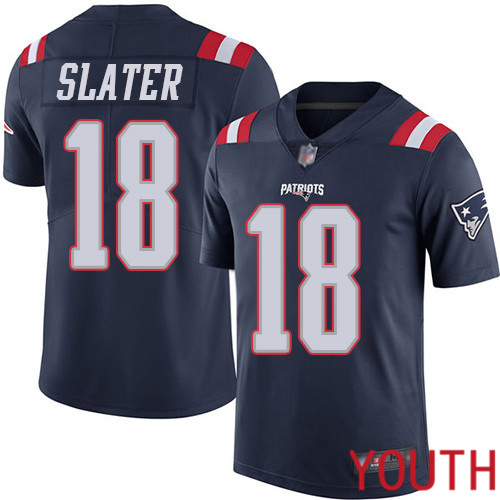 New England Patriots Football #18 Rush Vapor Limited Navy Blue Youth Matthew Slater NFL Jersey